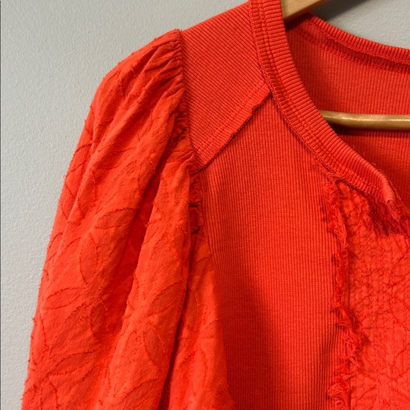 Anthropologie Pilcro Bella Henley Puff Sleeve Top - Picture 4 of 15